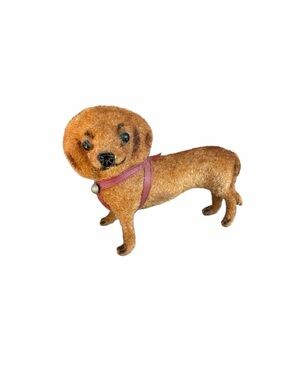 Vintage Kuntstlershutz Flocked Dachshund Dog Figurine West Germany 2 3/4” GUC